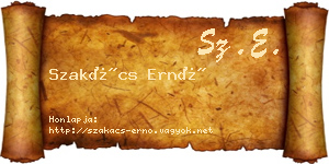 Szakács Ernő névjegykártya
